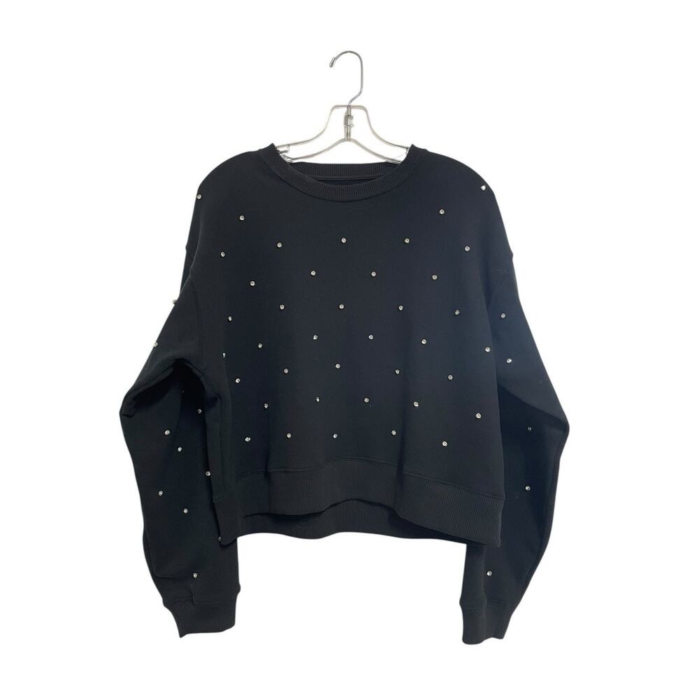 American Eagle Black Sweater Rhinestone Detail Bling Soft Fleece Lined Small